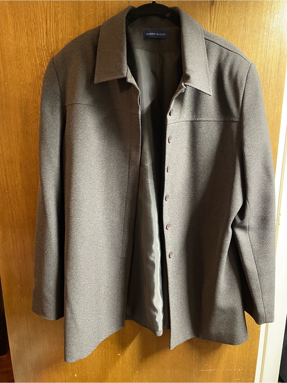 Karen Scott Women's Dark Gray Button-Front Blazer Jacket